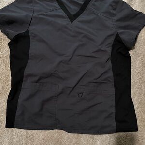 Gray and Black Scrub Top